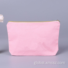 Makeup Bag with Gold Zipper Blank cotton canvas custom logo makeup cosmetic bags Factory